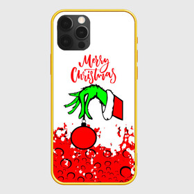 Чехол для iPhone 12 Pro с принтом Merry Christmas Grinch в Новосибирске, силикон | область печати: задняя сторона чехла, без боковых панелей | 2022 | grinch | happy new year | merry christmas | год тигра | гринч | зима близко | нг | новогодний | новый год | новый год 2022 | рождество | снег | снежинки