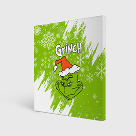 Холст квадратный с принтом Grinch Green. в Новосибирске, 100% ПВХ |  | 2022 | grinch | happy new year | merry christmas | год тигра | гринч | зима близко | нг | новогодний | новый год | новый год 2022 | рождество | снег | снежинки