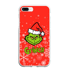 Чехол для iPhone 7Plus/8 Plus матовый с принтом Grinch Red. в Новосибирске, Силикон | Область печати: задняя сторона чехла, без боковых панелей | Тематика изображения на принте: 2022 | grinch | happy new year | merry christmas | год тигра | гринч | зима близко | нг | новогодний | новый год | новый год 2022 | рождество | снег | снежинки