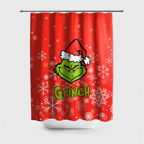 Штора 3D для ванной с принтом Grinch Red. в Новосибирске, 100% полиэстер | плотность материала — 100 г/м2. Стандартный размер — 146 см х 180 см. По верхнему краю — пластиковые люверсы для креплений. В комплекте 10 пластиковых колец | 2022 | grinch | happy new year | merry christmas | год тигра | гринч | зима близко | нг | новогодний | новый год | новый год 2022 | рождество | снег | снежинки