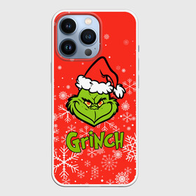 Чехол для iPhone 13 Pro с принтом Grinch Red. в Новосибирске,  |  | 2022 | grinch | happy new year | merry christmas | год тигра | гринч | зима близко | нг | новогодний | новый год | новый год 2022 | рождество | снег | снежинки