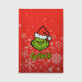 Обложка для автодокументов с принтом Grinch Red. в Новосибирске, натуральная кожа |  размер 19,9*13 см; внутри 4 больших “конверта” для документов и один маленький отдел — туда идеально встанут права | Тематика изображения на принте: 2022 | grinch | happy new year | merry christmas | год тигра | гринч | зима близко | нг | новогодний | новый год | новый год 2022 | рождество | снег | снежинки