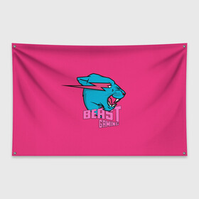 Флаг-баннер с принтом Mr Beast Gaming Full Print (Pink edition) в Новосибирске, 100% полиэстер | размер 67 х 109 см, плотность ткани — 95 г/м2; по краям флага есть четыре люверса для крепления | gamer | games | gaming | mr beast | mrbeast | youtube | блогеры | игры | мистер бист | ютуберы