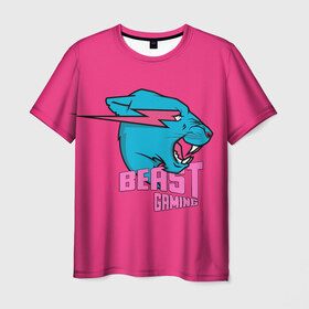 Мужская футболка 3D с принтом Mr Beast Gaming Full Print (Pink edition) в Новосибирске, 100% полиэфир | прямой крой, круглый вырез горловины, длина до линии бедер | gamer | games | gaming | mr beast | mrbeast | youtube | блогеры | игры | мистер бист | ютуберы