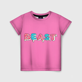 Детская футболка 3D с принтом Mr Beast Donut (Pink edition) в Новосибирске, 100% гипоаллергенный полиэфир | прямой крой, круглый вырез горловины, длина до линии бедер, чуть спущенное плечо, ткань немного тянется | arts | mr beast | mrbeast | youtube | арты | блогеры | мистер бист | прикольные надписи | ютуб | ютуберы