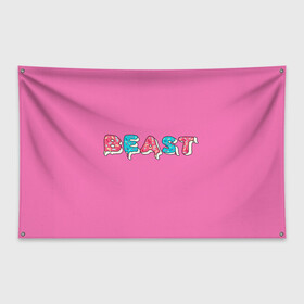 Флаг-баннер с принтом Mr Beast Donut (Pink edition) в Новосибирске, 100% полиэстер | размер 67 х 109 см, плотность ткани — 95 г/м2; по краям флага есть четыре люверса для крепления | arts | mr beast | mrbeast | youtube | арты | блогеры | мистер бист | прикольные надписи | ютуб | ютуберы