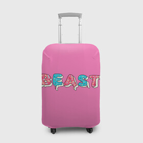 Чехол для чемодана 3D с принтом Mr Beast Donut (Pink edition) в Новосибирске, 86% полиэфир, 14% спандекс | двустороннее нанесение принта, прорези для ручек и колес | arts | mr beast | mrbeast | youtube | арты | блогеры | мистер бист | прикольные надписи | ютуб | ютуберы