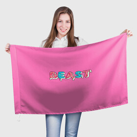Флаг 3D с принтом Mr Beast Donut (Pink edition) в Новосибирске, 100% полиэстер | плотность ткани — 95 г/м2, размер — 67 х 109 см. Принт наносится с одной стороны | arts | mr beast | mrbeast | youtube | арты | блогеры | мистер бист | прикольные надписи | ютуб | ютуберы