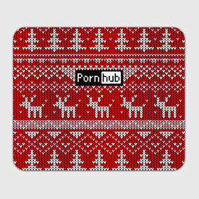Прямоугольный коврик для мышки с принтом Porn Hub новогодний в Новосибирске, натуральный каучук | размер 230 х 185 мм; запечатка лицевой стороны | deer | holiday | new year | pattern | новый год | олень | праздник | узор