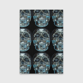 Обложка для паспорта матовая кожа с принтом Skulls pattern 2028 в Новосибирске, натуральная матовая кожа | размер 19,3 х 13,7 см; прозрачные пластиковые крепления | fashion | future | pattern | skull | vanguard | авангард | будущее | мода | стекло | узор | череп