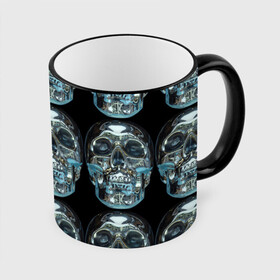 Кружка с принтом Skulls pattern 2028 в Новосибирске, керамика | ёмкость 330 мл | fashion | future | pattern | skull | vanguard | авангард | будущее | мода | стекло | узор | череп