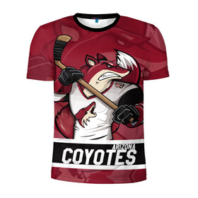 Мужская футболка 3D спортивная с принтом Аризона Койотис Arizona Coyotes в Новосибирске, 100% полиэстер с улучшенными характеристиками | приталенный силуэт, круглая горловина, широкие плечи, сужается к линии бедра | arizona | arizona coyotes | coyotes | hockey | nhl | usa | аризона | аризона койотис | койотис | нхл | спорт | сша | феникс | финикс койотс | хоккей | шайба