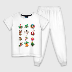 Детская пижама хлопок с принтом Санта-Клауса новый год в Новосибирске, 100% хлопок |  брюки и футболка прямого кроя, без карманов, на брюках мягкая резинка на поясе и по низу штанин
 | еда | новый год | подарок | рождество | сантаклауса