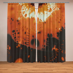 Фотошторы с принтом Коллекция Journey Оранжевый взрыв 126-3 2 в Новосибирске, Блэкаут (светозащита 90%) / Габардин (светозащита 40% | 2 полотна шириной по 145 см; Высота 200-300 см; Крепление: шторная лента (на крючки); | abstraction | black | bright | fractal | orange | абстракция | на витрину | оранжевый | фрактал | черный | яркий