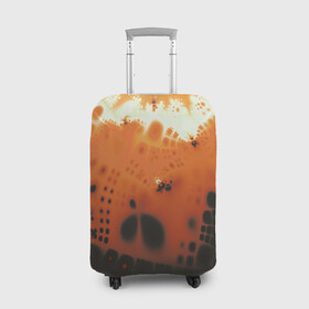 Чехол для чемодана 3D с принтом Коллекция Journey Оранжевый взрыв 126-3 2 в Новосибирске, 86% полиэфир, 14% спандекс | двустороннее нанесение принта, прорези для ручек и колес | abstraction | black | bright | fractal | orange | абстракция | на витрину | оранжевый | фрактал | черный | яркий