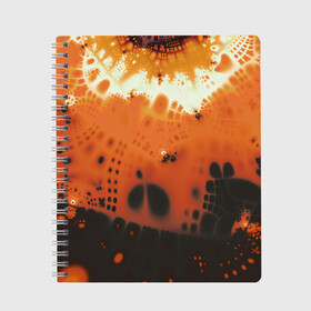 Тетрадь с принтом Коллекция Journey Оранжевый взрыв 126-3 2 в Новосибирске, 100% бумага | 48 листов, плотность листов — 60 г/м2, плотность картонной обложки — 250 г/м2. Листы скреплены сбоку удобной пружинной спиралью. Уголки страниц и обложки скругленные. Цвет линий — светло-серый
 | Тематика изображения на принте: abstraction | black | bright | fractal | orange | абстракция | на витрину | оранжевый | фрактал | черный | яркий