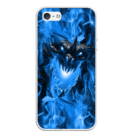 Чехол для iPhone 5/5S матовый с принтом Дракон в синем пламени Dragon in blue flame в Новосибирске, Силикон | Область печати: задняя сторона чехла, без боковых панелей | dragon | дракон | миф | монстр | огонь | пламя | фэнтези