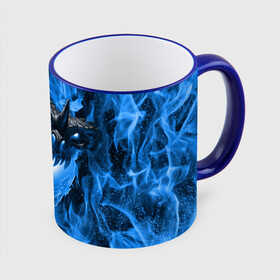 Кружка с принтом Дракон в синем пламени Dragon in blue flame в Новосибирске, керамика | ёмкость 330 мл | dragon | дракон | миф | монстр | огонь | пламя | фэнтези