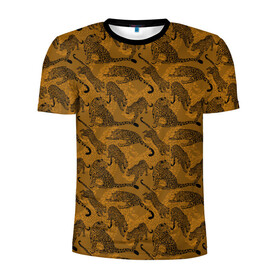 Мужская футболка 3D спортивная с принтом Дикие Леопарды в Новосибирске, 100% полиэстер с улучшенными характеристиками | приталенный силуэт, круглая горловина, широкие плечи, сужается к линии бедра | jaguar | leopard | ocelot | predator | гепард | дикая кошка | животное | зверь | кот | леопард | леопардовые пятна | оцелот | хищная кошка | хищник | ягуар