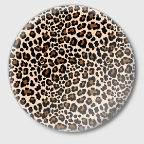 Значок с принтом Леопардовые Пятна в Новосибирске,  металл | круглая форма, металлическая застежка в виде булавки | Тематика изображения на принте: jaguar | leopard | ocelot | predator | гепард | дикая кошка | животное | зверь | кот | леопард | леопардовые пятна | оцелот | хищная кошка | хищник | ягуар