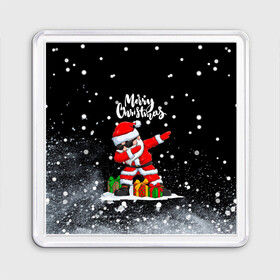 Магнит 55*55 с принтом Santa Dabbing с подарками. в Новосибирске, Пластик | Размер: 65*65 мм; Размер печати: 55*55 мм | 2022 | dabbing | happy new year | merry christmas | santa dabbing | год тигра | зима близко | нг | новогодний | новый год | новый год 2022 | рождество | символ 2022 года | снег | снежинки