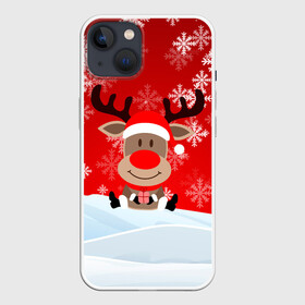Чехол для iPhone 13 с принтом Новогодний Олень сидит в снегу. в Новосибирске,  |  | 2022 | happy new year | merry christmas | год тигра | зима близко | нг | новогодний | новогодний олень | новогодний тигр | новый год | новый год 2022 | олень | олень с подарком | рождество | символ 2022 года | снег | снежинки