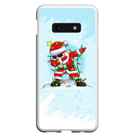 Чехол для Samsung S10E с принтом Santa Dabbing в гирлянде. в Новосибирске, Силикон | Область печати: задняя сторона чехла, без боковых панелей | 2022 | dabbing | happy new year | merry christmas | santa dabbing | год тигра | зима близко | нг | новогодний | новогодний тигр | новый год | новый год 2022 | рождество | символ 2022 года | снег | снежинки