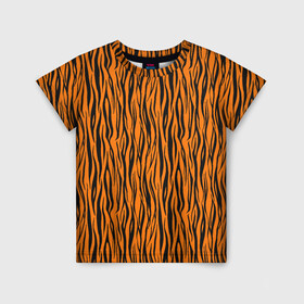 Детская футболка 3D с принтом Тигровые Полосы в Новосибирске, 100% гипоаллергенный полиэфир | прямой крой, круглый вырез горловины, длина до линии бедер, чуть спущенное плечо, ткань немного тянется | animal | beast | cat | predator | tiger | амурский тигр | белый тигр | год тигра | животное | зверь | кот | полосатая кошка | саблезубый тигр | тигр | хищник | царь джунглей | шерхан