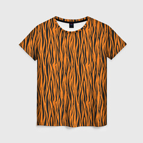 Женская футболка 3D с принтом Тигровые Полосы в Новосибирске, 100% полиэфир ( синтетическое хлопкоподобное полотно) | прямой крой, круглый вырез горловины, длина до линии бедер | animal | beast | cat | predator | tiger | амурский тигр | белый тигр | год тигра | животное | зверь | кот | полосатая кошка | саблезубый тигр | тигр | хищник | царь джунглей | шерхан
