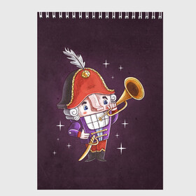 Скетчбук с принтом Рождественский Щелкунчик в Новосибирске, 100% бумага
 | 48 листов, плотность листов — 100 г/м2, плотность картонной обложки — 250 г/м2. Листы скреплены сверху удобной пружинной спиралью | nut cracker | nutcracker | новогодний | новогодняя сказка | новый год | рождество | сказка | снежинка | щелкунчик
