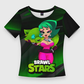 Женская футболка 3D Slim с принтом LOLA BRAWLSTARS dark green в Новосибирске,  |  | brawl | brawl stars | brawlstars | lola | бравл | бравлстарс | лола | лоли | разрушитель