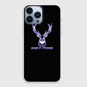 Чехол для iPhone 13 Pro Max с принтом Deers mood в Новосибирске,  |  | бивни | животные | злой | злость | канада | настроение | неон | неоновые принты | олень | природа | рога | саванна | светящиеся | сердится | сибирь