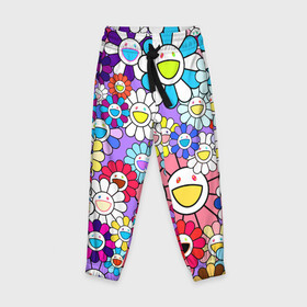 Детские брюки 3D с принтом Цветы Takashi Murakami в Новосибирске, 100% полиэстер | манжеты по низу, эластичный пояс регулируется шнурком, по бокам два кармана без застежек, внутренняя часть кармана из мелкой сетки | flowers | pop art | superflat | takashi murakami | арт | глаза | дизайн | исскуство | разноцветные цветы | супефлэт | такаси мураками | такаши мураками | художник | цветы