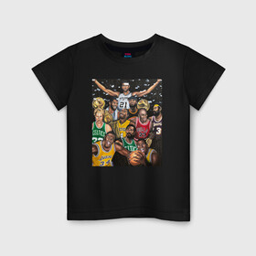 Детская футболка хлопок с принтом Легенды НБА в Новосибирске, 100% хлопок | круглый вырез горловины, полуприлегающий силуэт, длина до линии бедер | Тематика изображения на принте: арт | коби брайант | леброн джеймс | лэйкерс | майкл джордан | нба