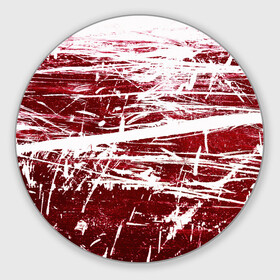 Круглый коврик для мышки с принтом CRAZY RED в Новосибирске, резина и полиэстер | круглая форма, изображение наносится на всю лицевую часть | Тематика изображения на принте: абстракция | красно белый | красный | пестрый | царапины