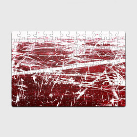 Головоломка Пазл магнитный 126 элементов с принтом CRAZY RED в Новосибирске, полимерный материал с магнитным слоем | 126 деталей, размер изделия —  180*270 мм | Тематика изображения на принте: абстракция | красно белый | красный | пестрый | царапины