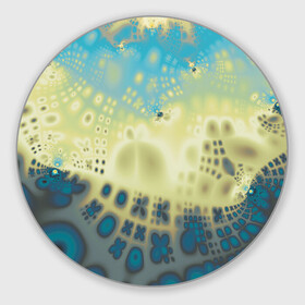 Круглый коврик для мышки с принтом Коллекция Journey Бриз 126-2 в Новосибирске, резина и полиэстер | круглая форма, изображение наносится на всю лицевую часть | abstraction | blue | color | fractal | yellow | абстракция | желтый | на витрину | фрактал | цветной