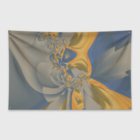 Флаг-баннер с принтом Орхидеи Небо и песок Абстракция 403-1 в Новосибирске, 100% полиэстер | размер 67 х 109 см, плотность ткани — 95 г/м2; по краям флага есть четыре люверса для крепления | abstraction | blue | flowers | fractal | ornament | pattern | yellow | абстракция | желтый | орнамент | узор | фрактал | цветы
