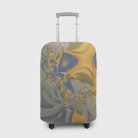 Чехол для чемодана 3D с принтом Орхидеи Небо и песок Абстракция 403-1 в Новосибирске, 86% полиэфир, 14% спандекс | двустороннее нанесение принта, прорези для ручек и колес | abstraction | blue | flowers | fractal | ornament | pattern | yellow | абстракция | желтый | орнамент | узор | фрактал | цветы