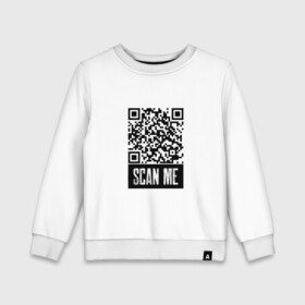 Детский свитшот хлопок с принтом QR Scan в Новосибирске, 100% хлопок | круглый вырез горловины, эластичные манжеты, пояс и воротник | Тематика изображения на принте: coronavirus | covid | covid19 | qr code | qr код | sputnik | вакцина | вакцинация | вирус | здоровье | изоляция | иммунитет | карантин | ковид | код | корона | коронавирус | маркировка | маска | пандемия | паспорт | прививка