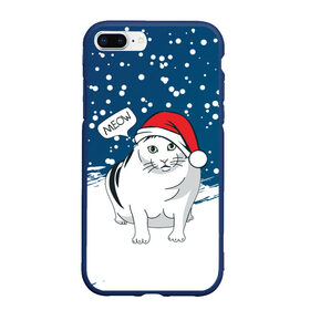 Чехол для iPhone 7Plus/8 Plus матовый с принтом НОВОГОДНИЙ КОТ БЕНДЕР (МЕМ) в Новосибирске, Силикон | Область печати: задняя сторона чехла, без боковых панелей | Тематика изображения на принте: 2022 | 22 | bender | cat | christmas | meme | memes | meow | merry | new | snow | winter | year | бендер | год | зима | кот | кошка | мем | мемы | мяй | новый | рождество | снег | толстый