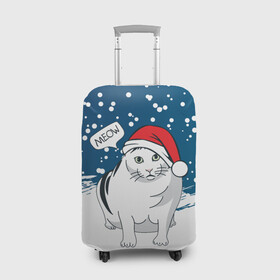 Чехол для чемодана 3D с принтом НОВОГОДНИЙ КОТ БЕНДЕР (МЕМ) в Новосибирске, 86% полиэфир, 14% спандекс | двустороннее нанесение принта, прорези для ручек и колес | 2022 | 22 | bender | cat | christmas | meme | memes | meow | merry | new | snow | winter | year | бендер | год | зима | кот | кошка | мем | мемы | мяй | новый | рождество | снег | толстый