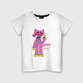 Детская футболка хлопок с принтом Kissy Missy Poppy Playtime в Новосибирске, 100% хлопок | круглый вырез горловины, полуприлегающий силуэт, длина до линии бедер | huggy | kissy | missy | playtime | poppy | wuggy | вагги | ваги | киси | кисси | миси | мисси | хагги | хаги
