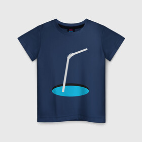 Детская футболка хлопок с принтом Коктейль 01 в Новосибирске, 100% хлопок | круглый вырез горловины, полуприлегающий силуэт, длина до линии бедер | yaay | вода | газировка | иллюзия | коктейль | напиток | оп арт | пить воду | прикол | прорубь | трубочка