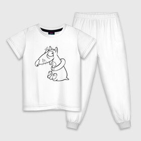 Детская пижама хлопок с принтом Глазастая такса в Новосибирске, 100% хлопок |  брюки и футболка прямого кроя, без карманов, на брюках мягкая резинка на поясе и по низу штанин
 | Тематика изображения на принте: веселье | детские | для девушек | для детей | дракоша | змей горыныч | крылья | мультики | пес | сказка | сказочные | собака | такса | удивление