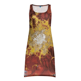 Платье-майка 3D с принтом Коллекция Journey Обжигающее солнце 396-134 в Новосибирске, 100% полиэстер | полуприлегающий силуэт, широкие бретели, круглый вырез горловины, удлиненный подол сзади. | abstraction | fractal | orange | red | sunny | yellow | абстракция | желтый | красный | оранжевый | солнечный | фрактал