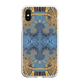 Чехол для iPhone XS Max матовый с принтом Коллекция Фрактальная мозаика Желто-синий 292-6-n11-2 в Новосибирске, Силикон | Область печати: задняя сторона чехла, без боковых панелей | blue | fractal | light | pattern | symmetrical | yellow | желтый | светлый | симметричный | узор | фрактал