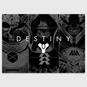 Поздравительная открытка с принтом DESTINY 2 ЛИЦА СТРАЖЕЙ ЧЁРНО БЕЛОЕ в Новосибирске, 100% бумага | плотность бумаги 280 г/м2, матовая, на обратной стороне линовка и место для марки
 | bungie | cayde 6 | cyd6 | destiny | destiny 2 | forsaken | gambit | ghost | hunter | light | mara sov | titan | warlock | банги | варлок | габмит | дестини | дестини 2 | зур | кейд | кейд 6 | коро | мара сов | отвергнутые 