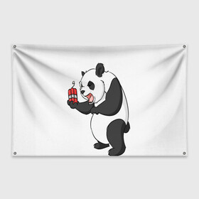 Флаг-баннер с принтом Взрывная панда в Новосибирске, 100% полиэстер | размер 67 х 109 см, плотность ткани — 95 г/м2; по краям флага есть четыре люверса для крепления | bomb | dinamit | panda | бомба | динамит | животное | панда