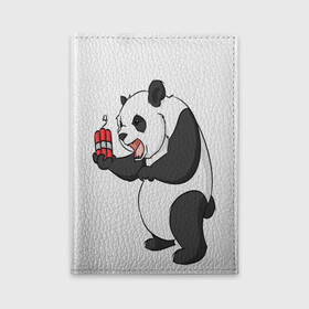 Обложка для автодокументов с принтом Взрывная панда в Новосибирске, натуральная кожа |  размер 19,9*13 см; внутри 4 больших “конверта” для документов и один маленький отдел — туда идеально встанут права | bomb | dinamit | panda | бомба | динамит | животное | панда